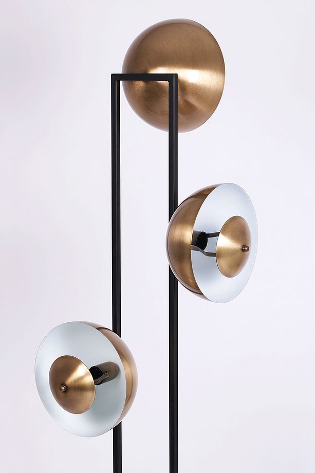 Sarthe Özel Tasarım Siyah-Eskitme Metal Mat Gold Tek Ayaklı Lambader, Salon Lambader - 2