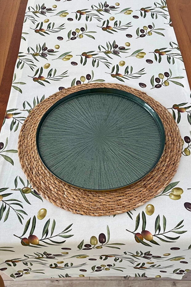 %100 Pamuklu Runner | Zeytin Desenli  40x150 - 6