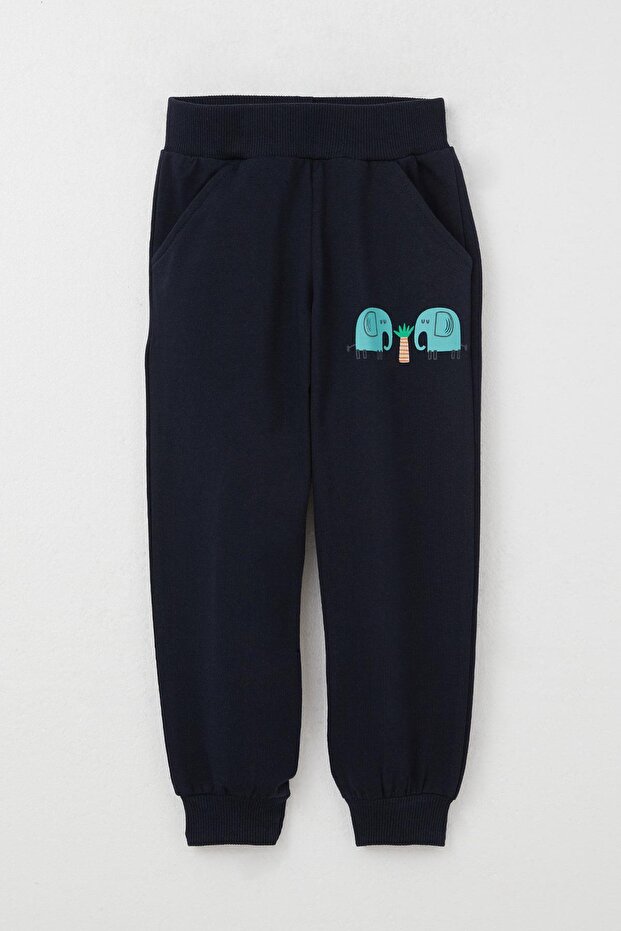 Erkek Çocuk Eşofman Takım Sevimli Fil Desenli 1-4 Yaş, Ekru - 3