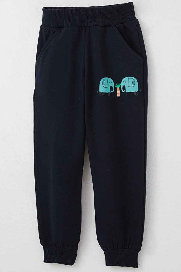 Erkek Çocuk Eşofman Takım Sevimli Fil Desenli 1-4 Yaş, Ekru - 7