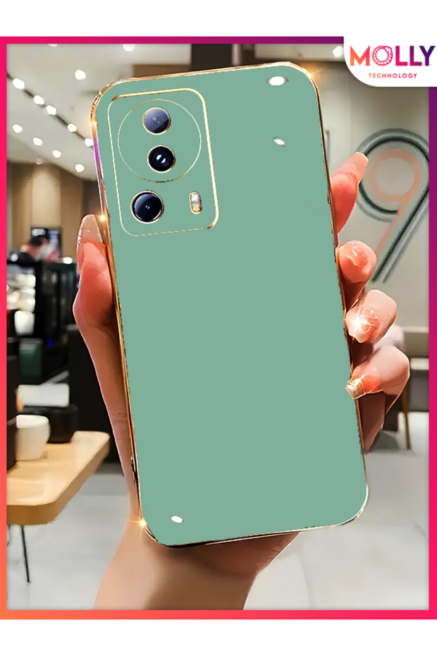 Water Green Edges Gold Detailed Luxury Silicone Case for Xiaomi Mi 13 Lite (Compatible)