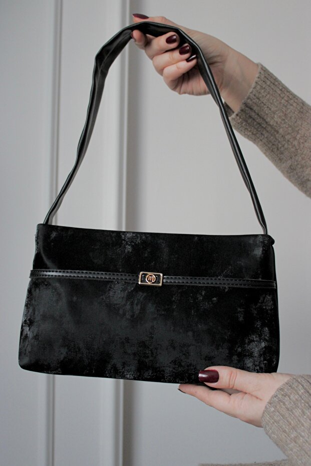 Women's Velvet Textured Minimalist Hand / Shoulder Bag - Velvet Touch