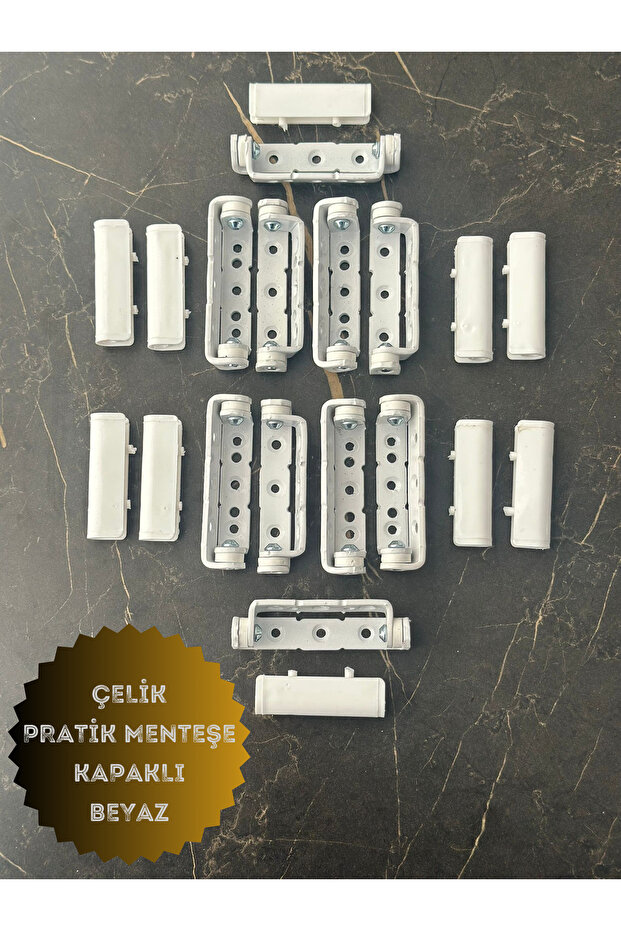 Pvc Pimapen Kapı Pencere Pratik Çelik Menteşe 80mm Beyaz (10 ADET) Vidalar Dahil - 2