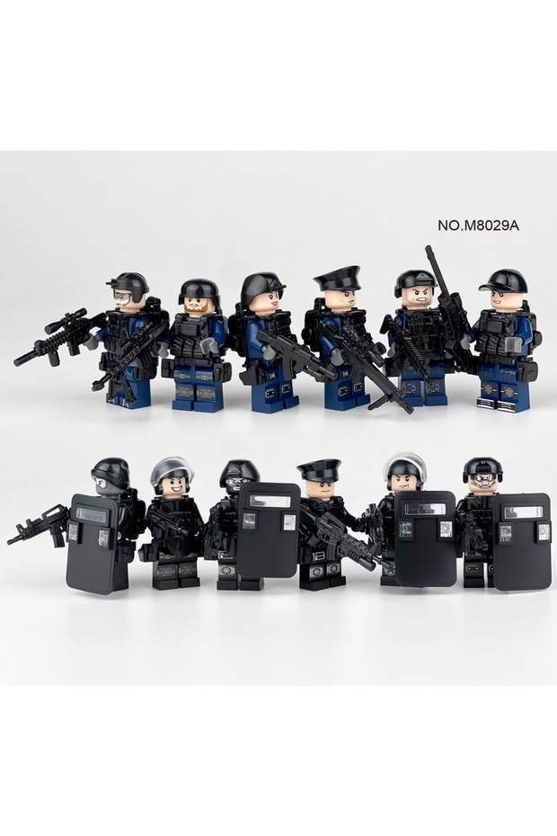 12 Adet Swat polis askerler seti uyumlu yapı taşları Legoo - 1