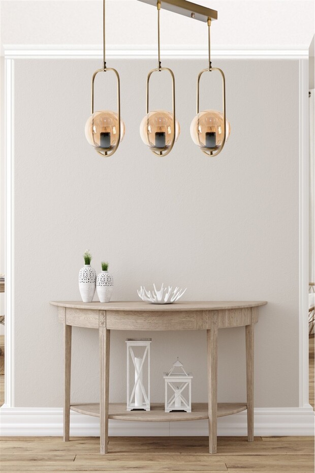 AHUU 3 LÜ SIRALI BAL CAMLI AVİZE - 1