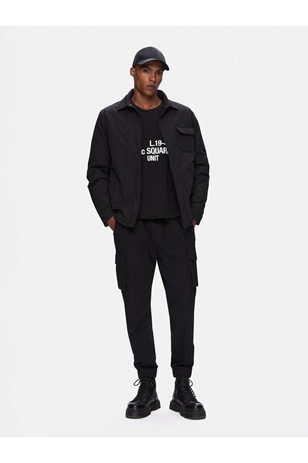 Gömlek Yaka Teknık Siyah Mont - 1