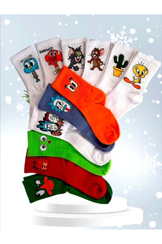 Unisex 12-Piece Series Cute Cheerful College Tennis Socks