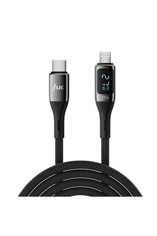 27w Dijital Led Ekranlı Usb Type-c To Lightning Iphone Ipad Hızlı Şarj Ve Data Kablosu 1 Metre - 6