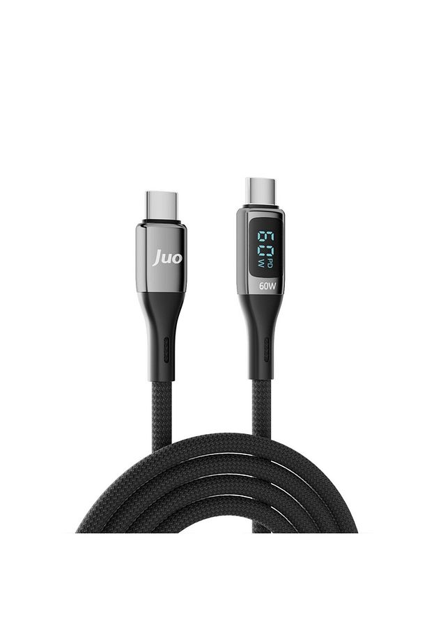 60w Dijital Led Ekranlı Örgülü Usb Type-c To Type-c Hızlı Şarj Ve Data Kablosu 2 Metre - 5
