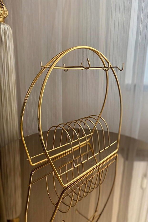 6-Piece Gold Cup Stand | Gold Color Oval Mug Cup Presentation Stand
