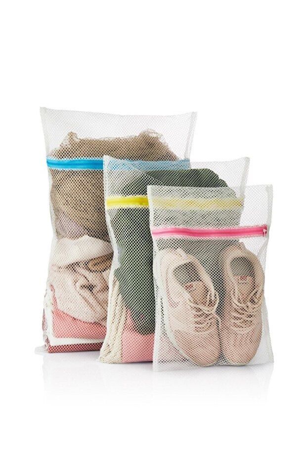 3 Laundry Nets with Colorful Zippers - 2