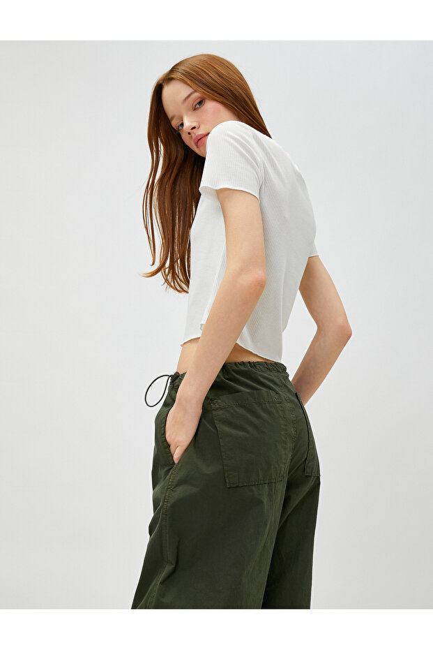 Crop T-Shirt Crew Neck Short Sleeve Ribbed