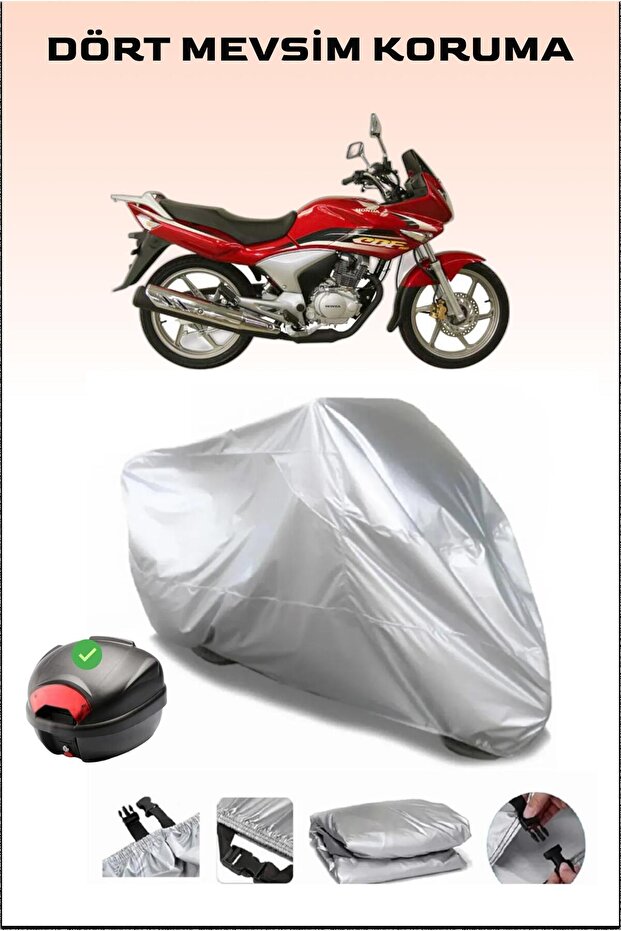 Rear Bag Compatible Motorcycle Tarpaulin for Honda Cbf 150, Gray, Safe, Waterproof Durable Fabric