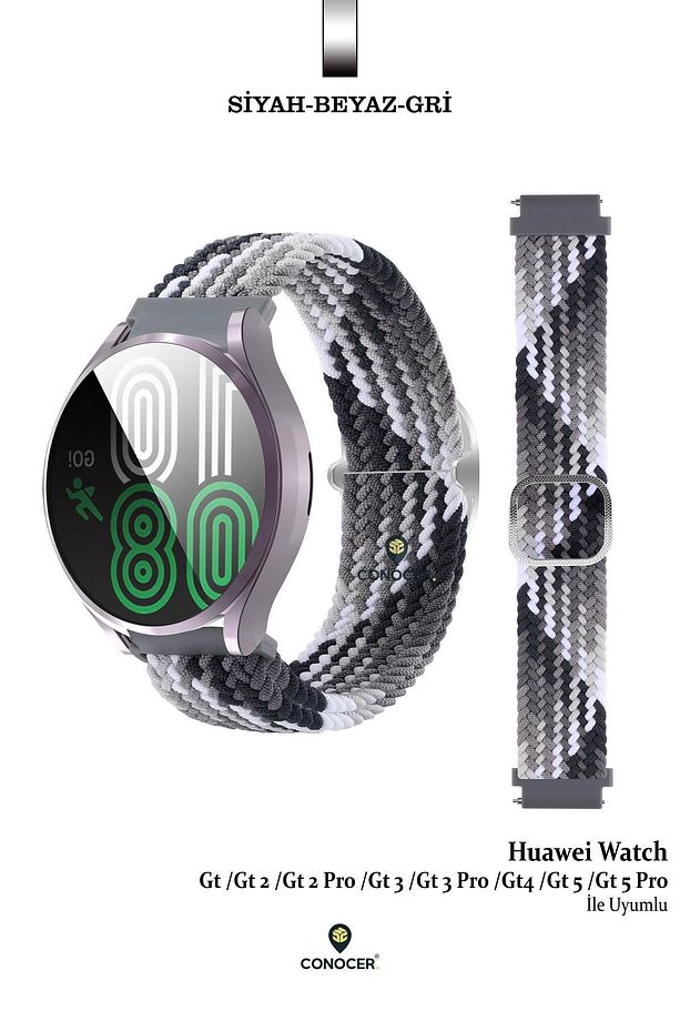 Huawei Watch Gt5 Gt4 Gt3 Gt2 Gt2e - Gt5 Pro Gt3 Pro Gt2 Pro (46MM) Dokuma Hasır Kordon 22mm - 1