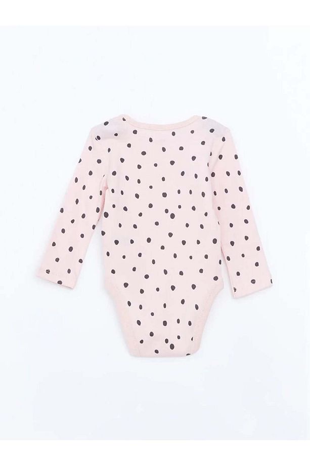 LCW baby Ekru Bisiklet Yaka Kız Bebek Çıtçıtlı Body 3'lü - 4