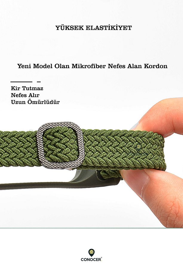 Xiaomi Mi Band 8/9 Uyumlu Yeni Tasarım Mikrofiber Dokuma Hasır Kordon Kayış - 3