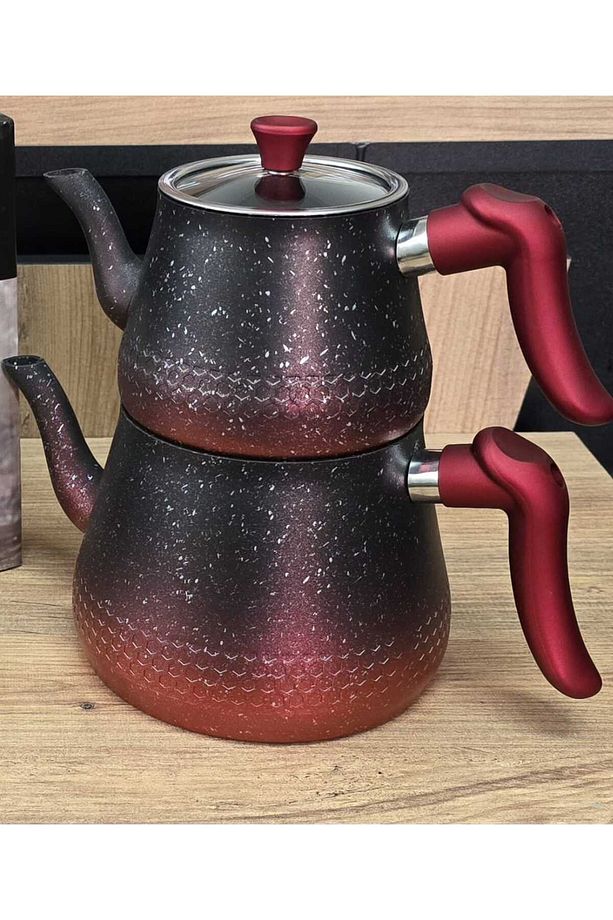 Aldora bakalit kulp çift renk kırmızı granit çaydanlık - 1