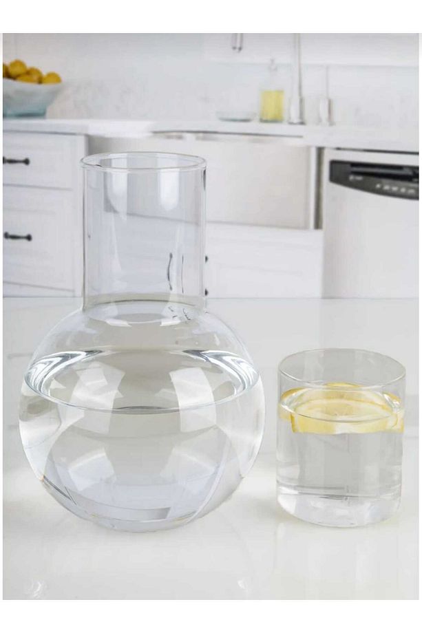 Başucu Sürahisi & Bardak Karaf Set Borasilikat Cam Küre Model 1 Litre - 3
