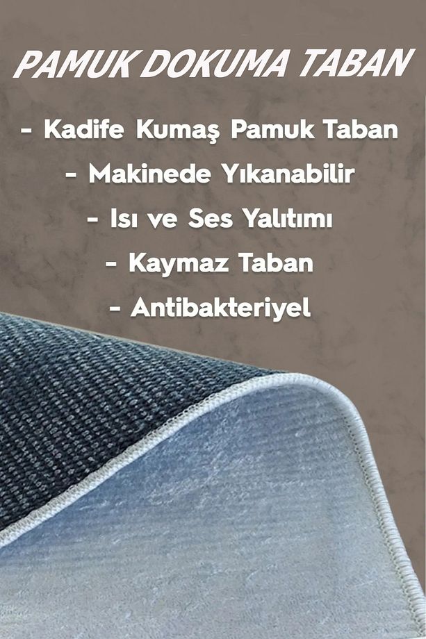 Pamuk Dokuma Taban Yıkanabilir Kaymaz Tabanlı Antibakteriyel Dijital Baskı Halı Doku Salon Halısı - 4