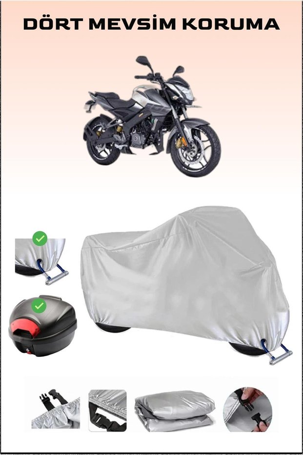 Bajaj Pulsar Ns 200 Abs Rear Bag and Lock Compatible Motorcycle Tarpaulin, Gray, Secure, Waterproof