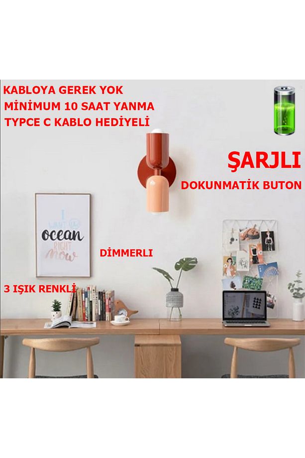 Nordic Şarjlı Dimmerlı Dokunmatik Aplik - 1
