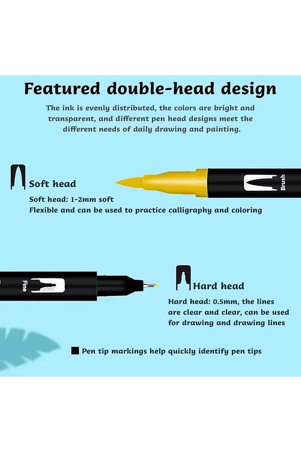 24 Renk Çift Uçlu Dual Tip Brush Pen Fırça Uçlu & Fineliner Sanat Kalemi - 9
