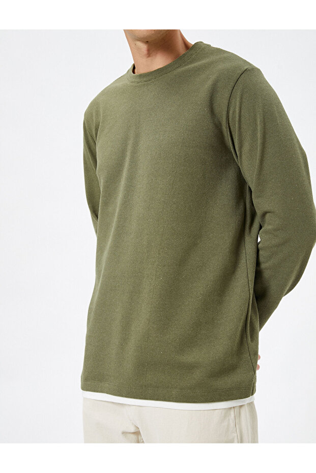 Uzun Kollu Tişört Basic Bisiklet Yaka - 5