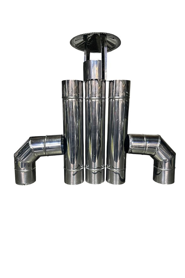 Semaver Borusu 7cm Çapında (PASLANMAZ ÇELİKTEN) (6 PARÇA) 3 Adet Boru 2 Adet Dirsek 1 Adet Şapka - 1