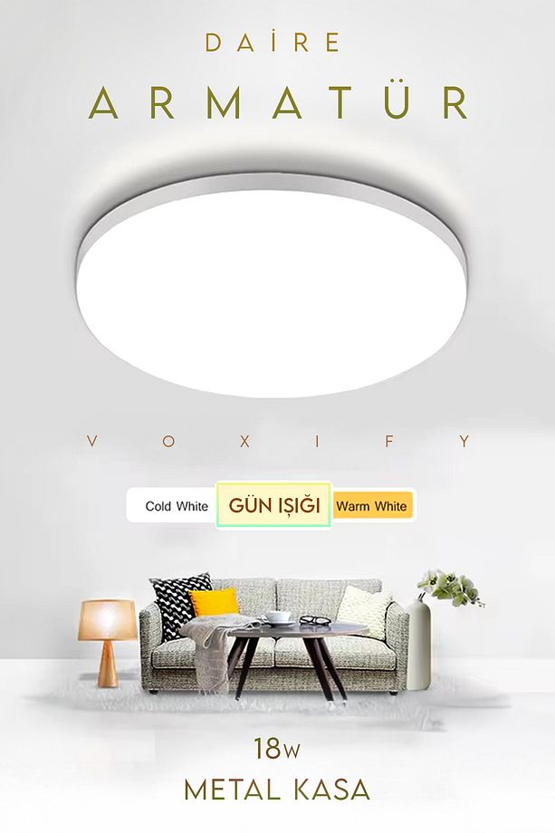 Modern Ledli Avize Tavana Sıfır Salon Mutfak Oturma Odası Avize Panel Light 3200K Sarı Işık - 1