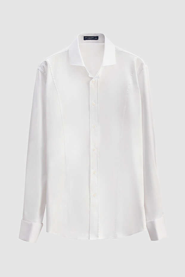 Ds Damat Slim Fit White Dobby Shirt