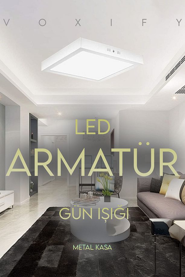 Gün Işığı 3200K Sarı Işık Kare Modern Led Panel Armatür Avize Aplik Tavan Lambası Salon Mutfak Banyo - 1