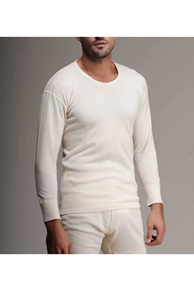 Hasyün Men's Long Sleeve Thermal Wool Underwear / Natural Wool Thermal