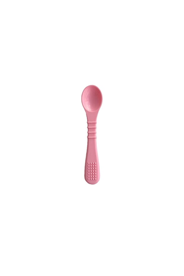 Pink Teether Featured Silicone Feeding Spoon