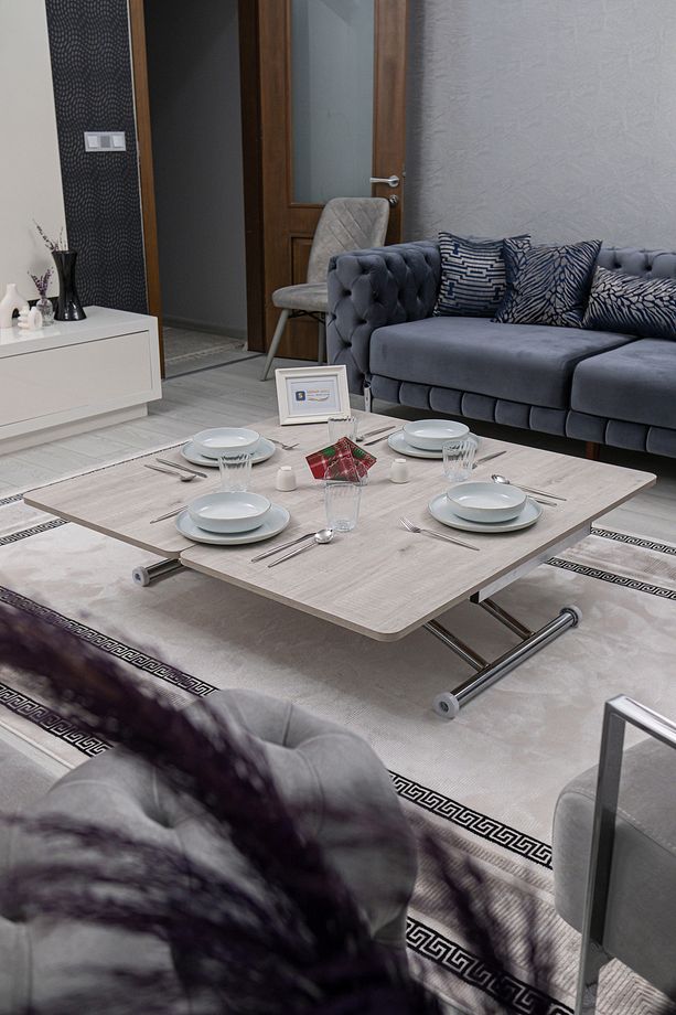 Akıllı Sehpa Juppo Üst Tabla Mdf Lizbon Oval Köşe Alt Ayak Krom Kaplama Dışa Kıvrım - 6