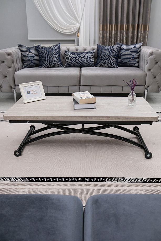 Akıllı Sehpa Juppo Üst Tabla Mdf Lizbon Oval Köşe Alt Ayak Siyah Dışa Kıvrım - 5