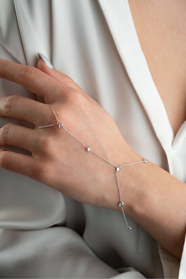 925 Ayar Gümüş Rodyum Kaplama 5 Mm Yuvarlak Zirkon Taşlı Şahmeran Bileklik - 2