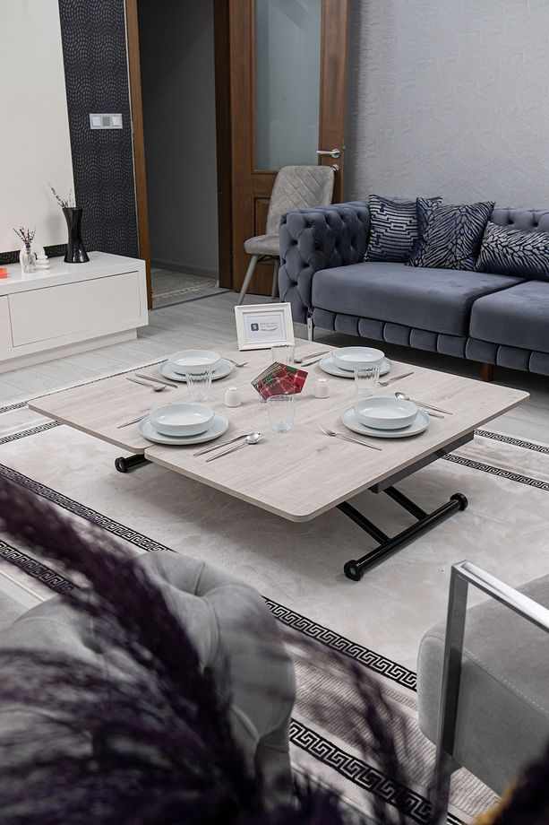 Akıllı Sehpa Juppo Üst Tabla Mdf Lizbon Oval Köşe Alt Ayak Siyah Dışa Kıvrım - 6