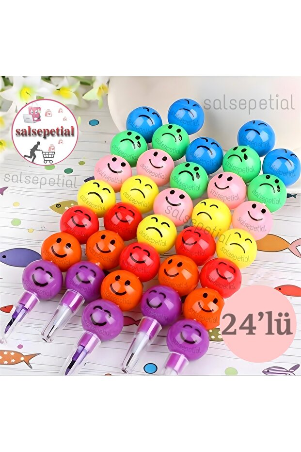 Salsepetial 24'lü Emoji Yumurtlayan Kurşun Kalem Hediyelik Oyuncak Doğum Günü Karne Günü Hediyelik 24 Adet