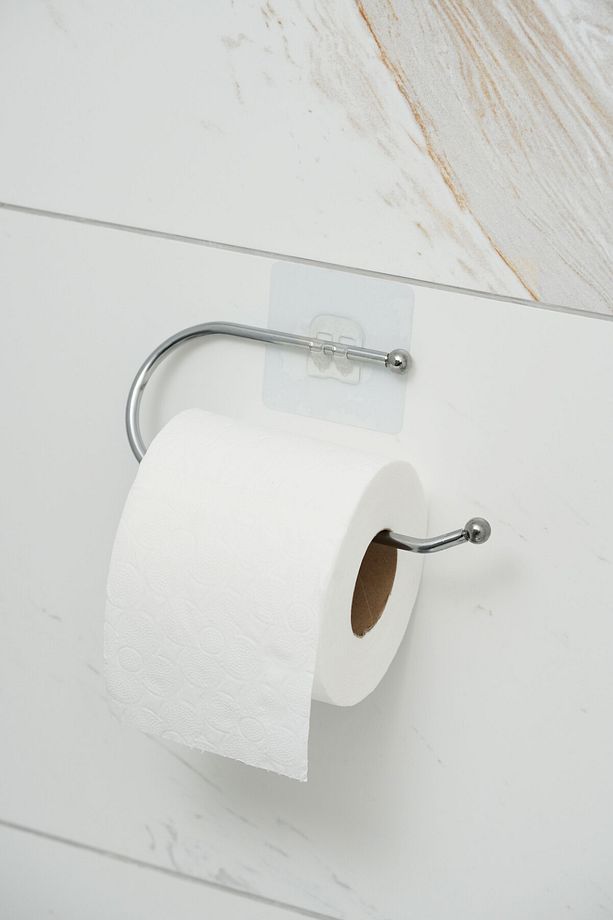 Yapışkanlı Paslanmaz Krom Tuvalet Kağıtlığı ve Askı Aparatı - 1