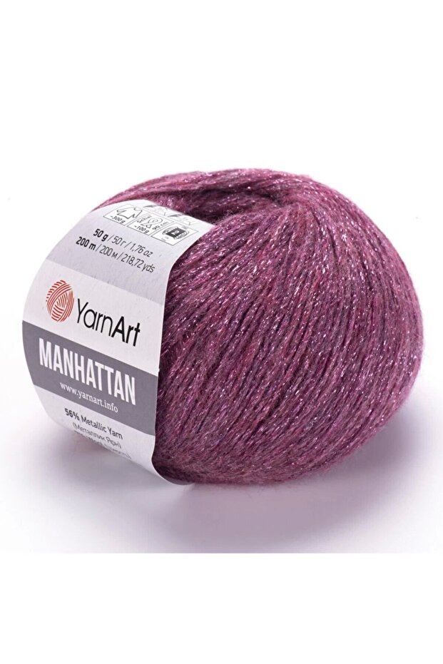 Manhattan - Simli El Örgü Ipi Gül Kurusu-905 - 1