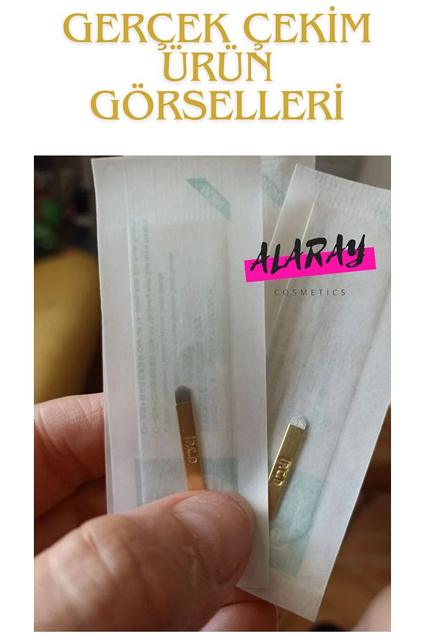 5 Adet 12 Pin U Sarı P.c.d Kalıcı Makyaj Dövme Microblading Iğnesi - 4
