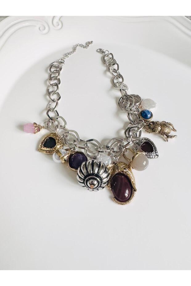 Charmlı Silver Kolye - 5