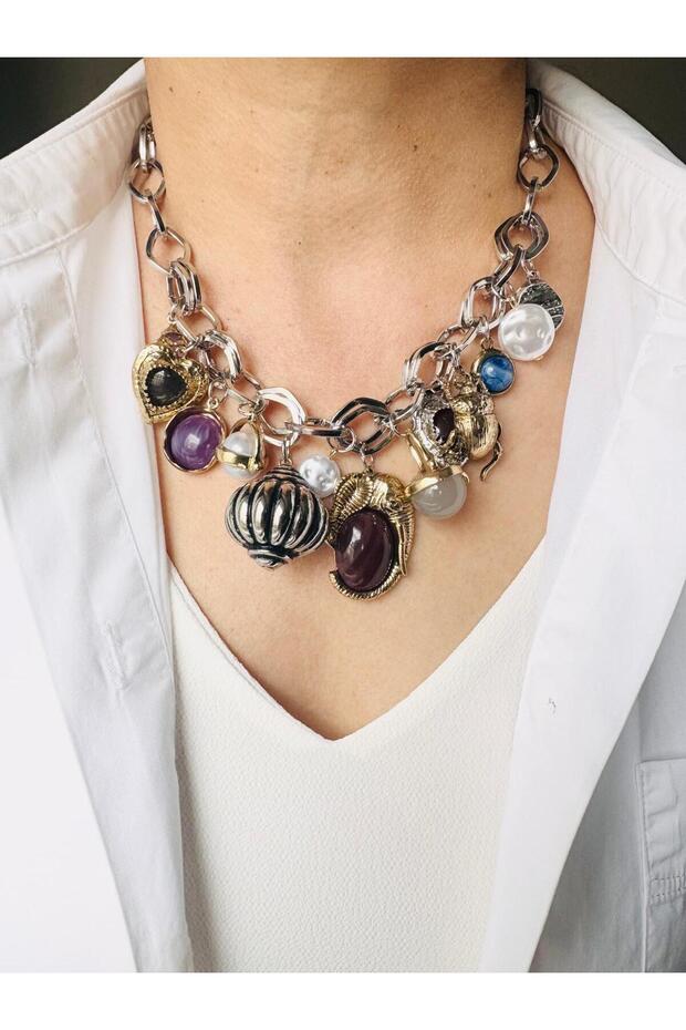 Charmlı Silver Kolye - 7