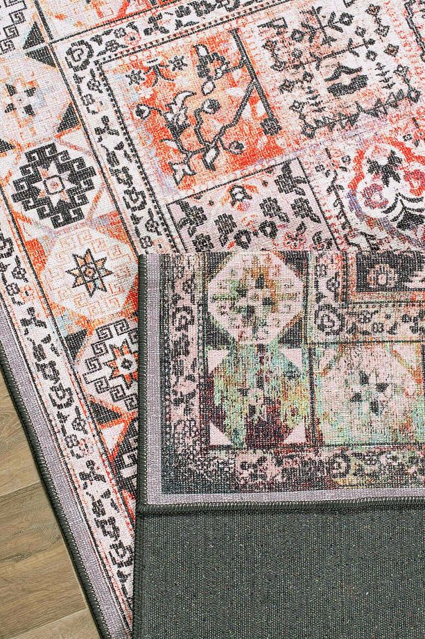 Vintage Eskitme Bohem Yıkanabilir Şönil Kilim Pamuk Taban Dokuma Halı Oturma Odası Salon Balkon Mutf - 3
