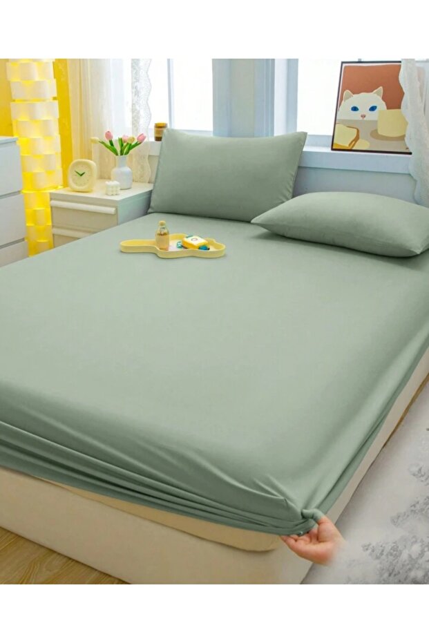 طقم ملاءات مطاطية من القطن Ranforce مع غطاء وسادة - 2