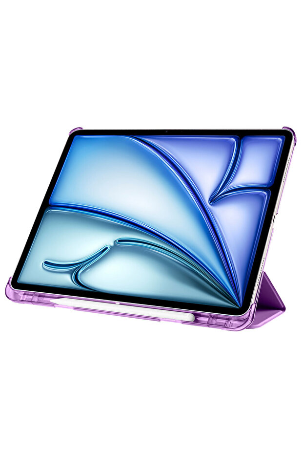 Apple iPad 11. NESİL A16 ve 10.NESİL 10.9 Uyumlu Flip Kılıf Mor + Bluetoothlu Klavye Mouse + Kalem - 5