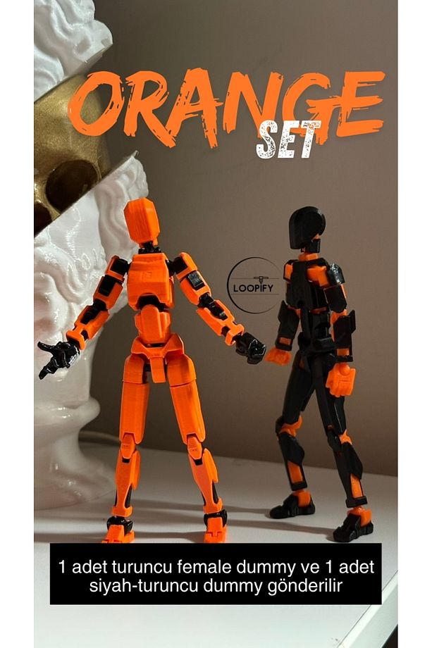 Lucky 13 Oynar Eklemli Robot Figür Oyuncak - 2'li Turuncu Set Dummy - 1