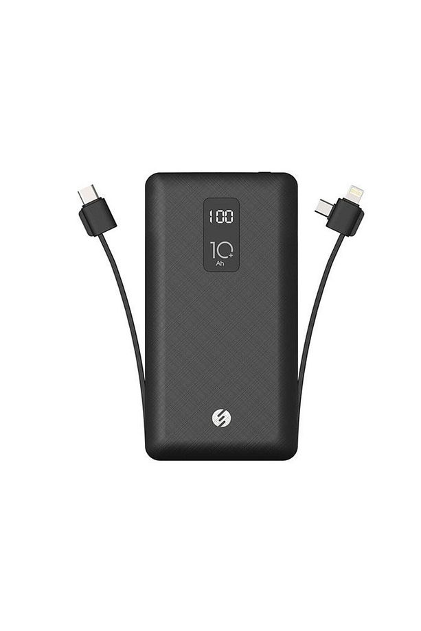 Ip-t100c 10000mah Lightning Micro Type C Kablolu Powerbank Siyah Lcd'li Taşınabilir Pil Şarj - 1