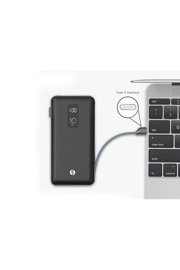 Ip-t100c 10000mah Lightning Micro Type C Kablolu Powerbank Siyah Lcd'li Taşınabilir Pil Şarj - 4