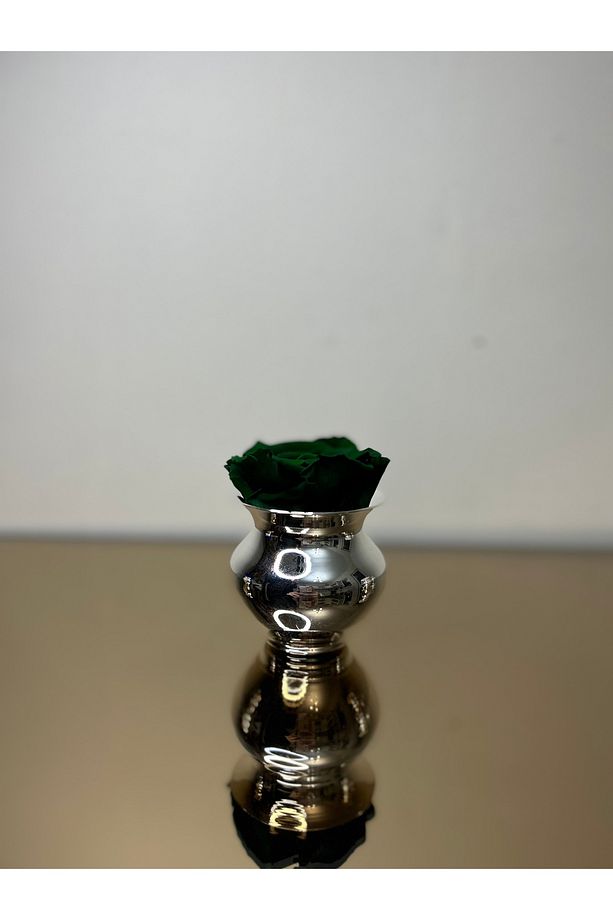 Gümüş micron kaplama mini gül kovası-Yeşil ekvator gül adet - 4
